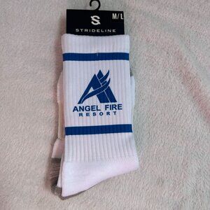 StrideLine Angel Fire Resort White Premium Crew Socks M/L Comfortable New